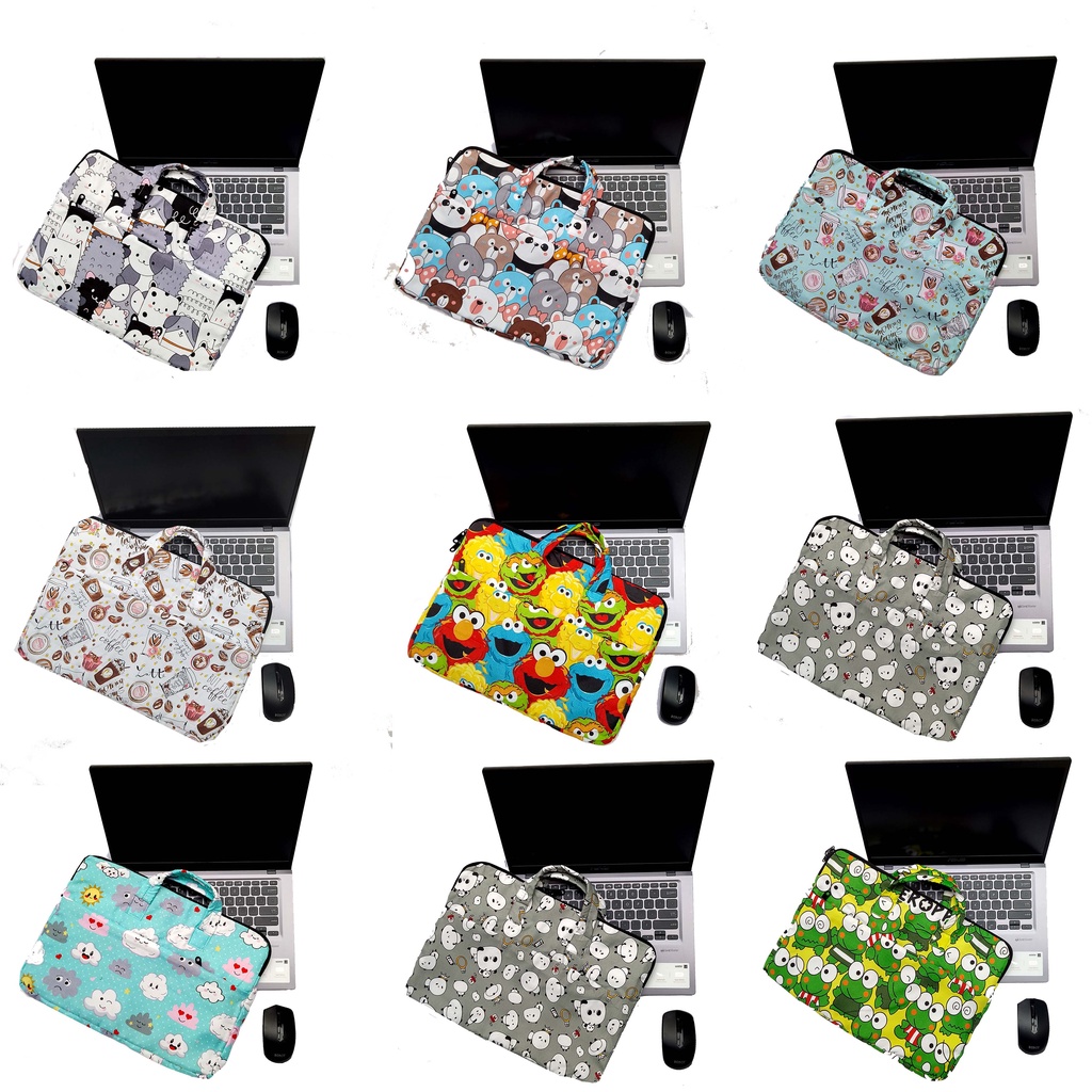 Tas Laptop 14 Inch Tas Leptop Sleeve Leptop Wanita Canvas Pelindung Laptop Pria Cover Laptop Unisex Notebook Tas Laptop motif