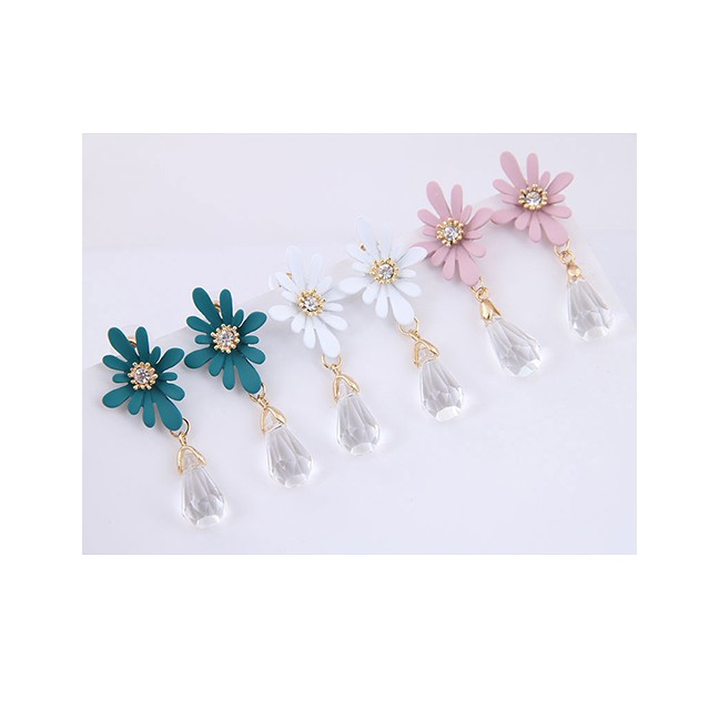 LRC Anting Tusuk Fashion 925 Silver Needle Daisy Drop Earrings A58441