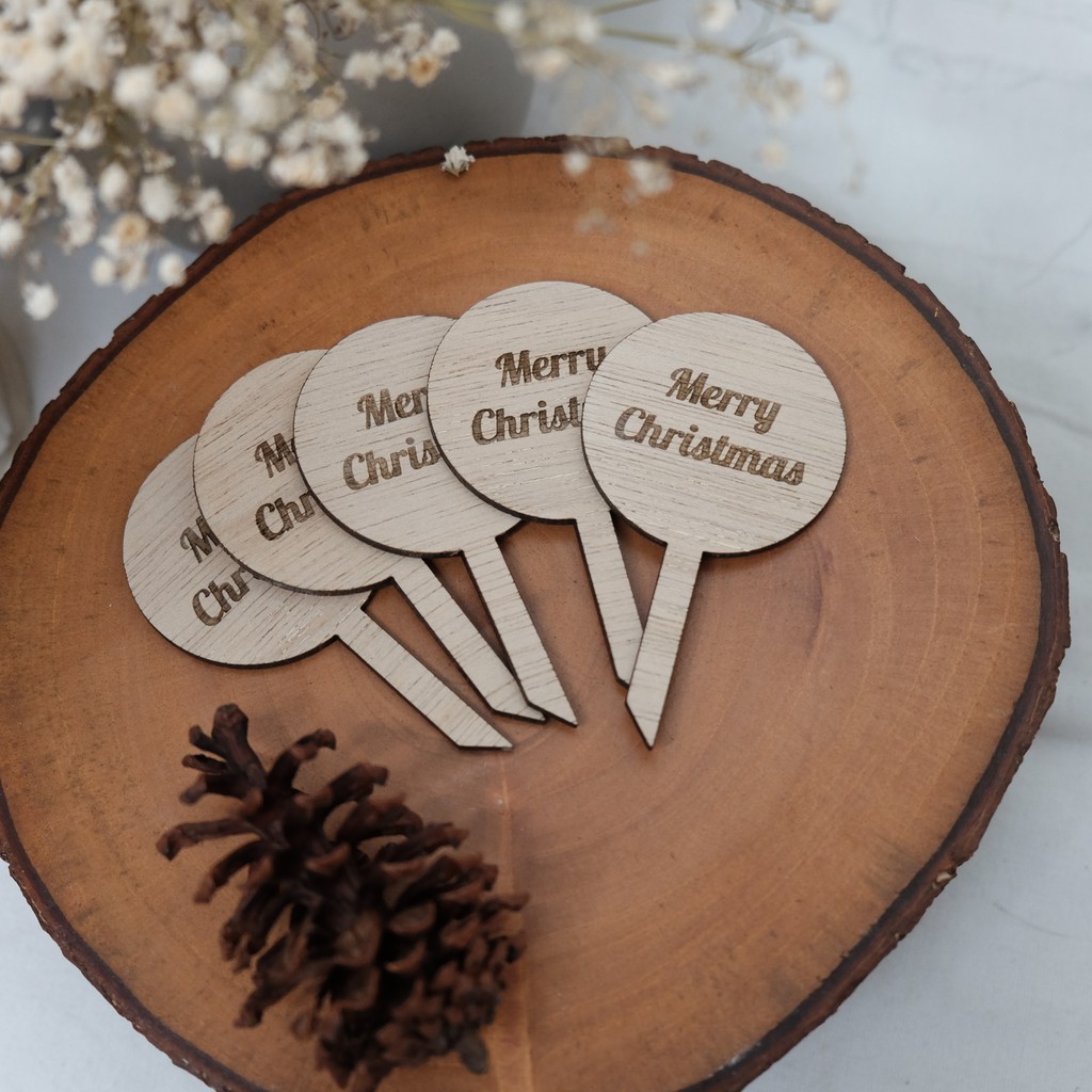 Cake Topper Merry Xmas for Bouquet Decor/Cake