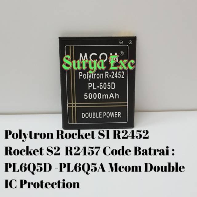 Baterai Polytron R2452 Rocket S1 Rocket S2 R2457 Pl6q5d Pl6q5a Double Ic Protection Shopee Indonesia