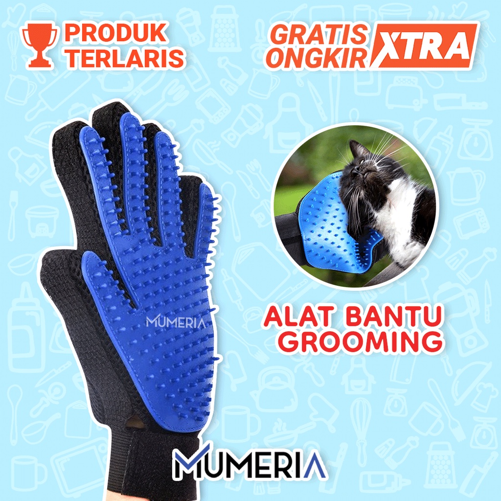 True Touch Pet Glove Sarung Tangan Sikat Mandi Silikon Pemijat Pembersih Bulu Rontok Anjing Kucing