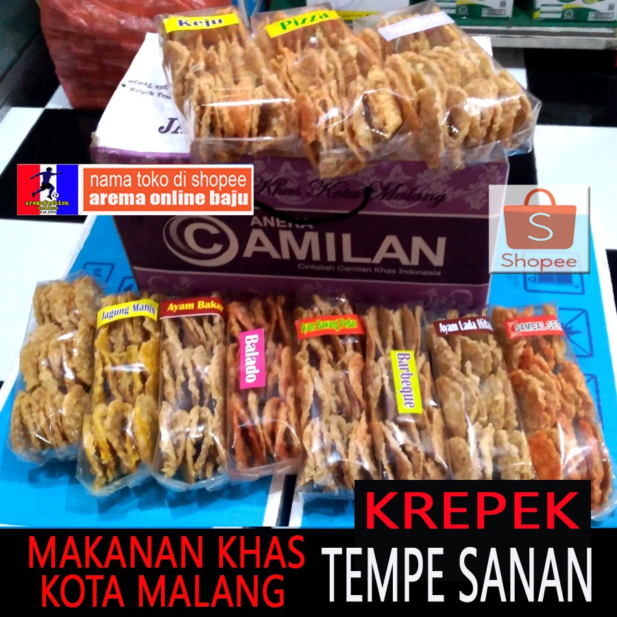 

KERIPIK TEMPE SANAN MALANG AREMAFASHION KHAS MAKANAN MALANG - BUAT NONTON BOLA AREMA FC