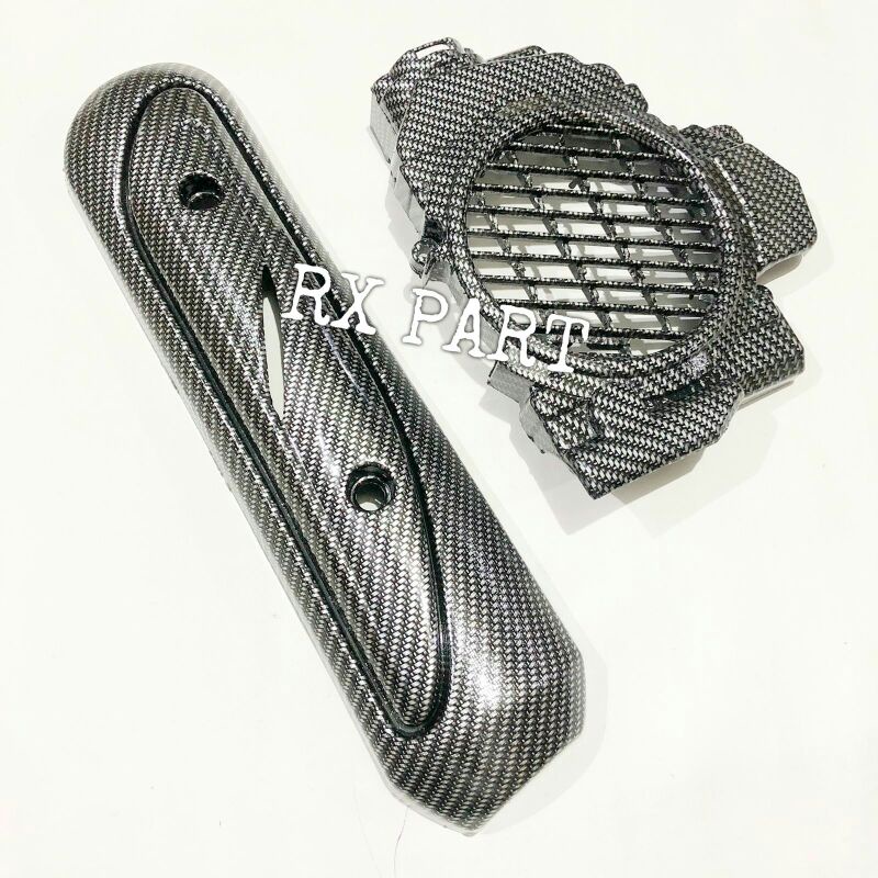 paket cover /tutup knalpot vario 110 karbu plus tutup radiator vario 110 karbu karbon celup