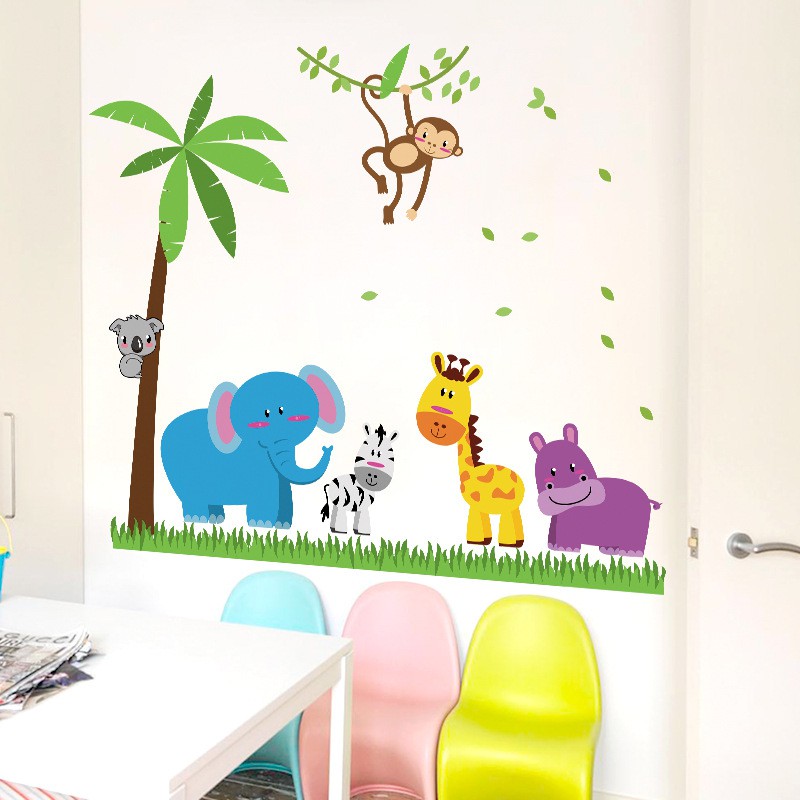 RELIZA WALL STICKER ANIMAL KIDS /ANAK HEWAN GAJAH JERAPAH MONKEY STIKER DINDING SK9039