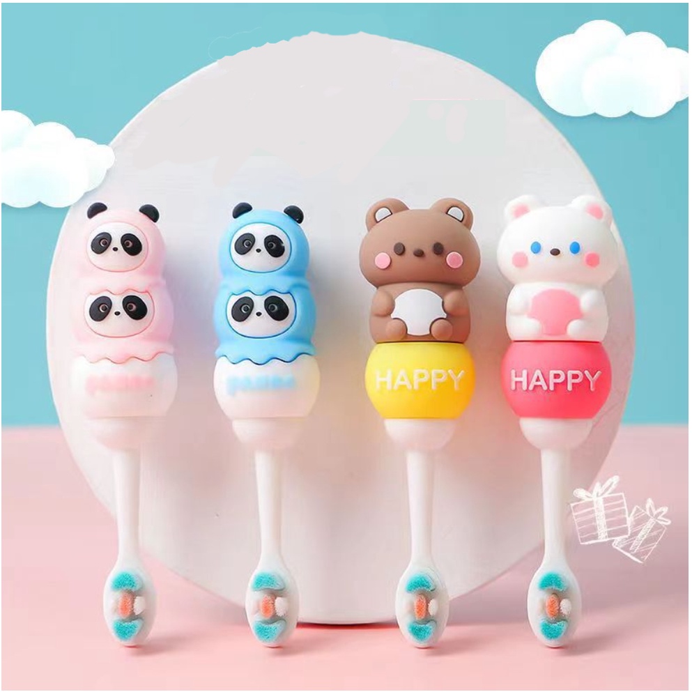 [LOGU] Sikat gigi bulu halus kartun 3D anak, Baby soft micro bristles tooth brush