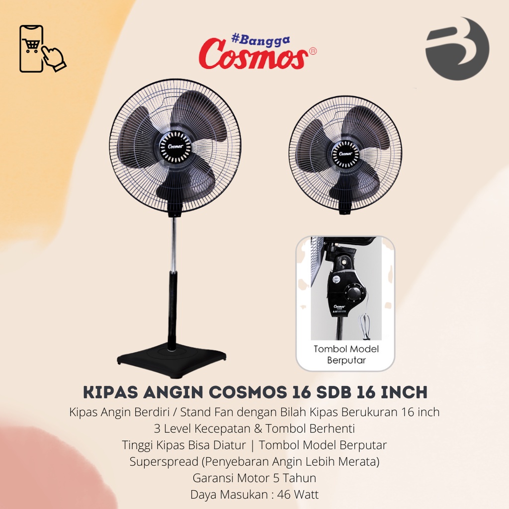 Kipas Angin Cosmos 16 SDB 16 inch