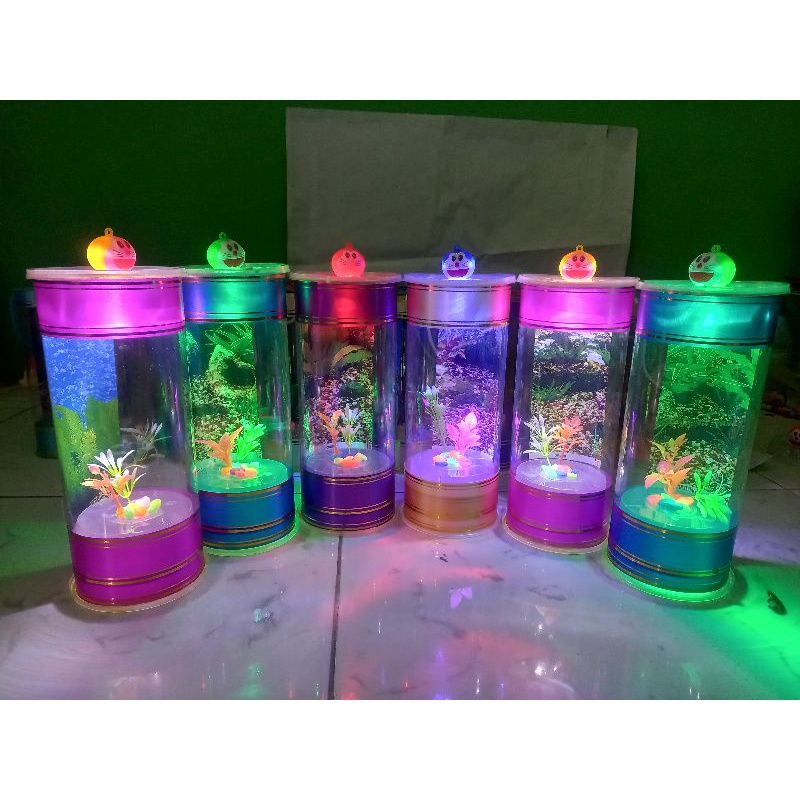 Aquarium mini nyala LED tabung besar