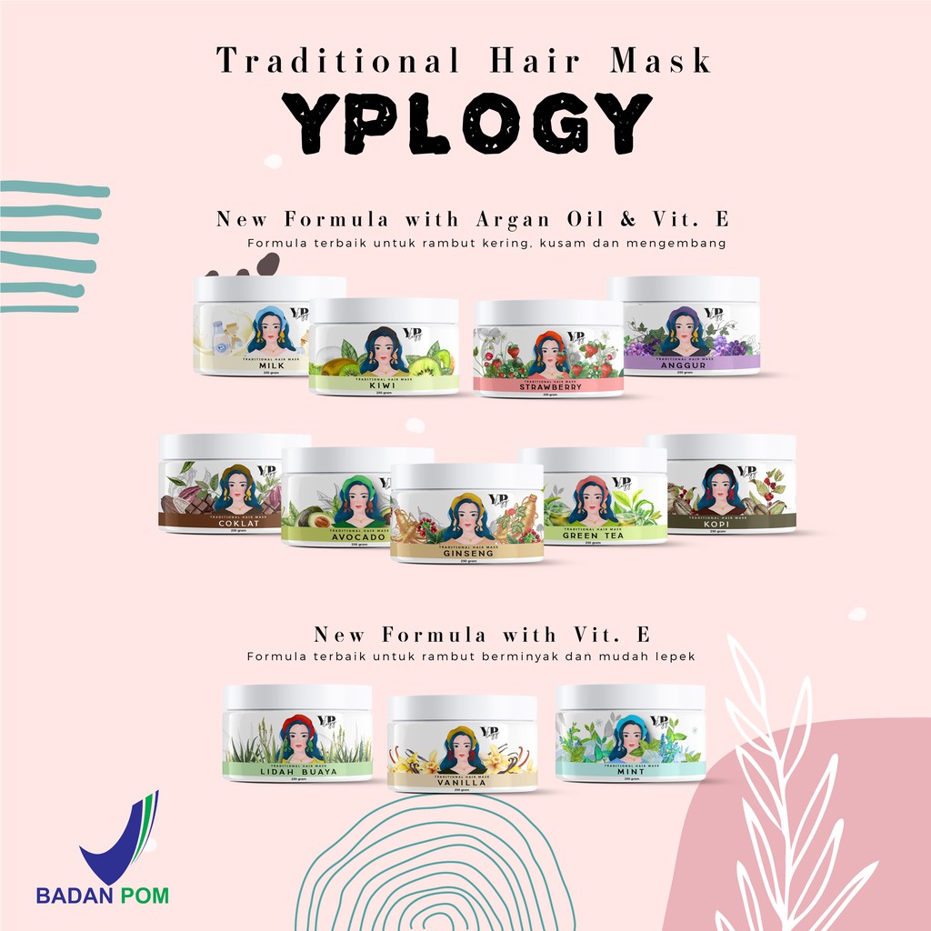 YPLOGY Traditional Hair mask Masker Rambut ala salon Dengan Argan Oil &amp; Vitamin E