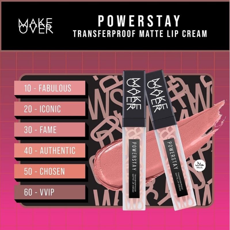 MAKE OVER POWERSTAY Transferproof Matte Lip Cream ❤ jselectiv ❤ Lip Cream MAKE OVER - ORI✔️BPOM✔️COD✔️