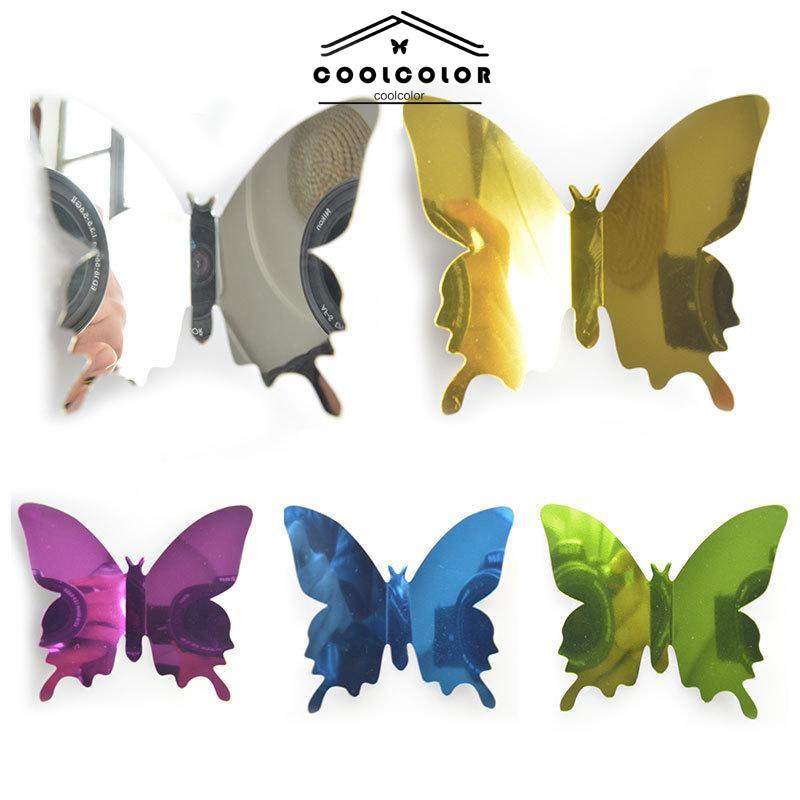 CODTiga -Dimensi Pet Mirror 3D Butterfly Wall Sticker Stiker Ruang Tidur Ruang Ruang Ruang Belajar Studi- cl