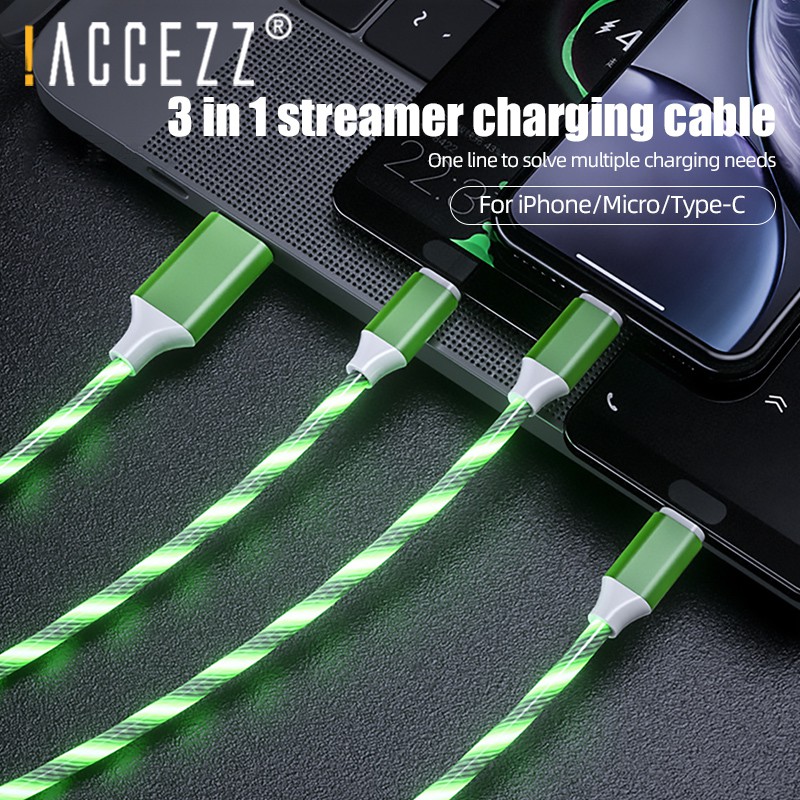 Vaorlo 3 in 1 Kabel Data / Charger Micro USB Tipe-C Fast Charging Untuk iPhone XS / X / XR / 8 / 7 / 6