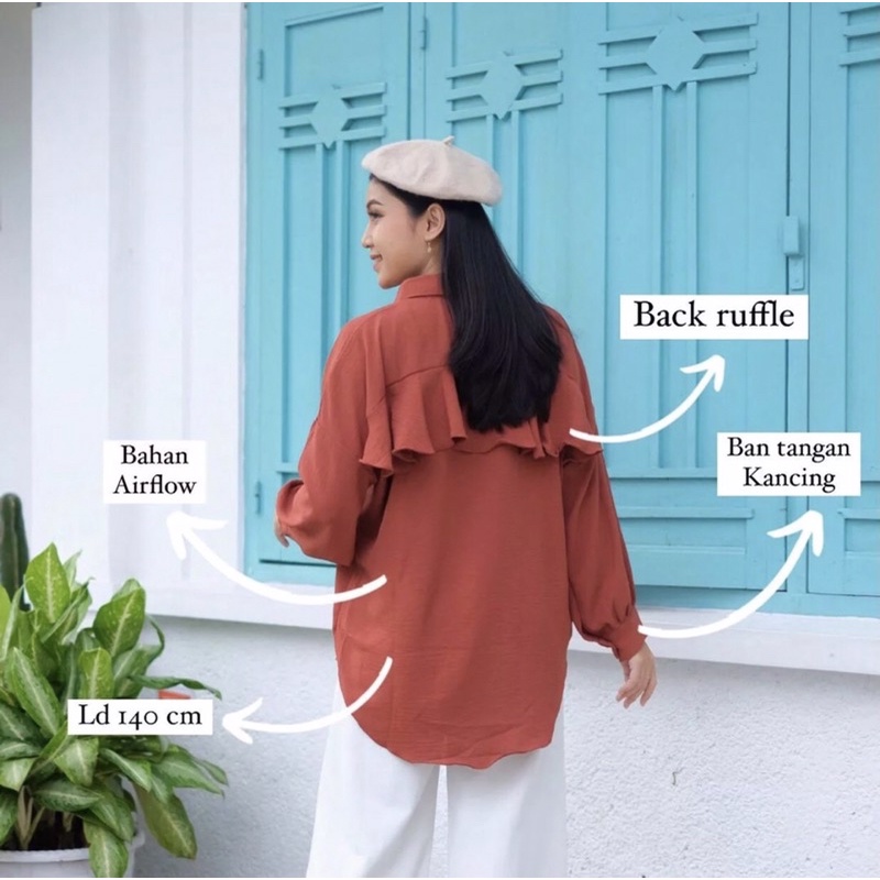 grosir_solo || CARISSA RUFFLE BLOUSE / BLOUSE RUFFLE / BACK RUFFLE BLOUSE / katun crinkle blouse airflow