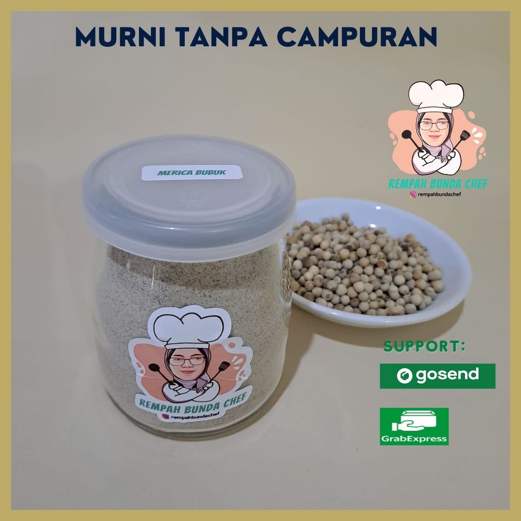 

Bumbu Masak Merica Lada Putih Bubuk White Pepper Powder Premium Murni Tanpa Campuran Glass Jar