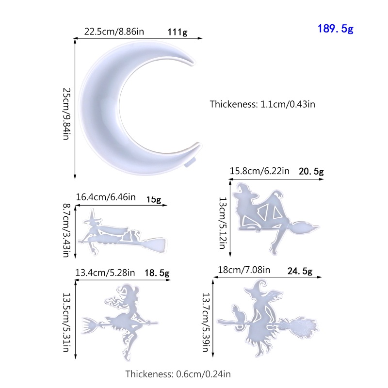 Cetakan Liontin Bentuk Bulan Sabit Bahan Silikon Untuk Membuat Perhiasan