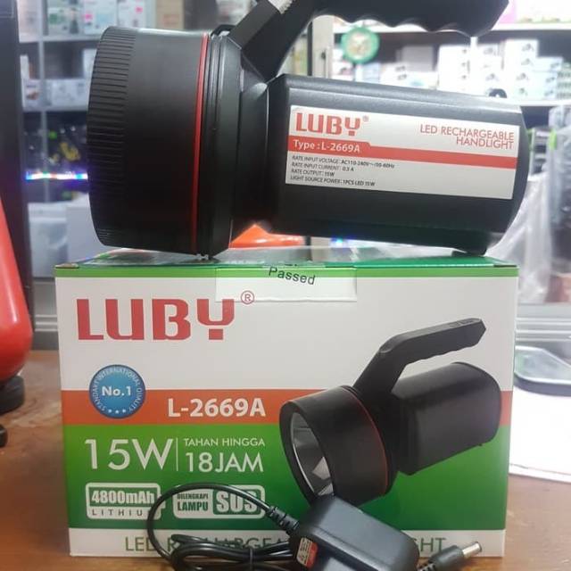 Senter LED Luby Lithium Rechargeable Handlight L-2669A Putih