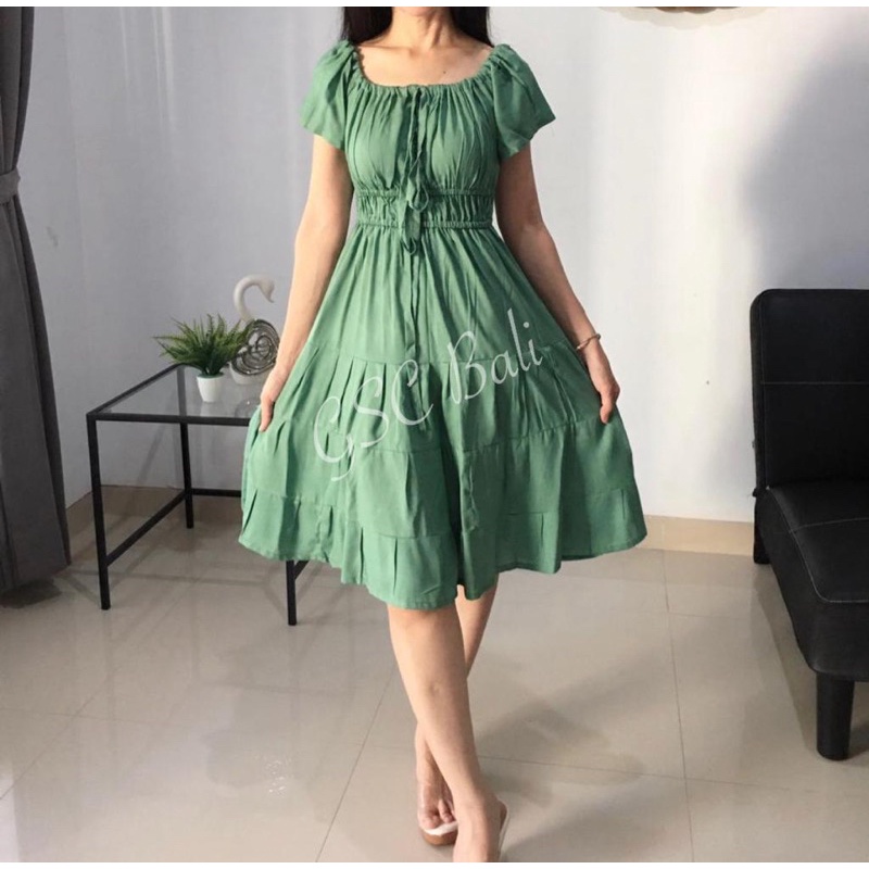 Dress Sabrina Kerut Dress Casual Dress Wanita Kekinian Dress Sabrina Wanita Dress Sabrina Polos Dres