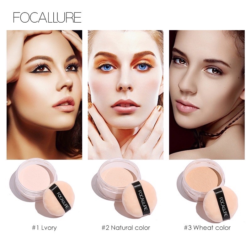 FOCALLURE Oil Control Loose Powder Natural Bedak Tabur- Hingga 12 Jam Make Up