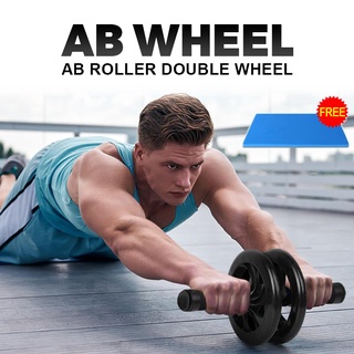 Ab Roller Double Wheel Alat Latihan Abs Otot Perut Tangan Fitness Gym