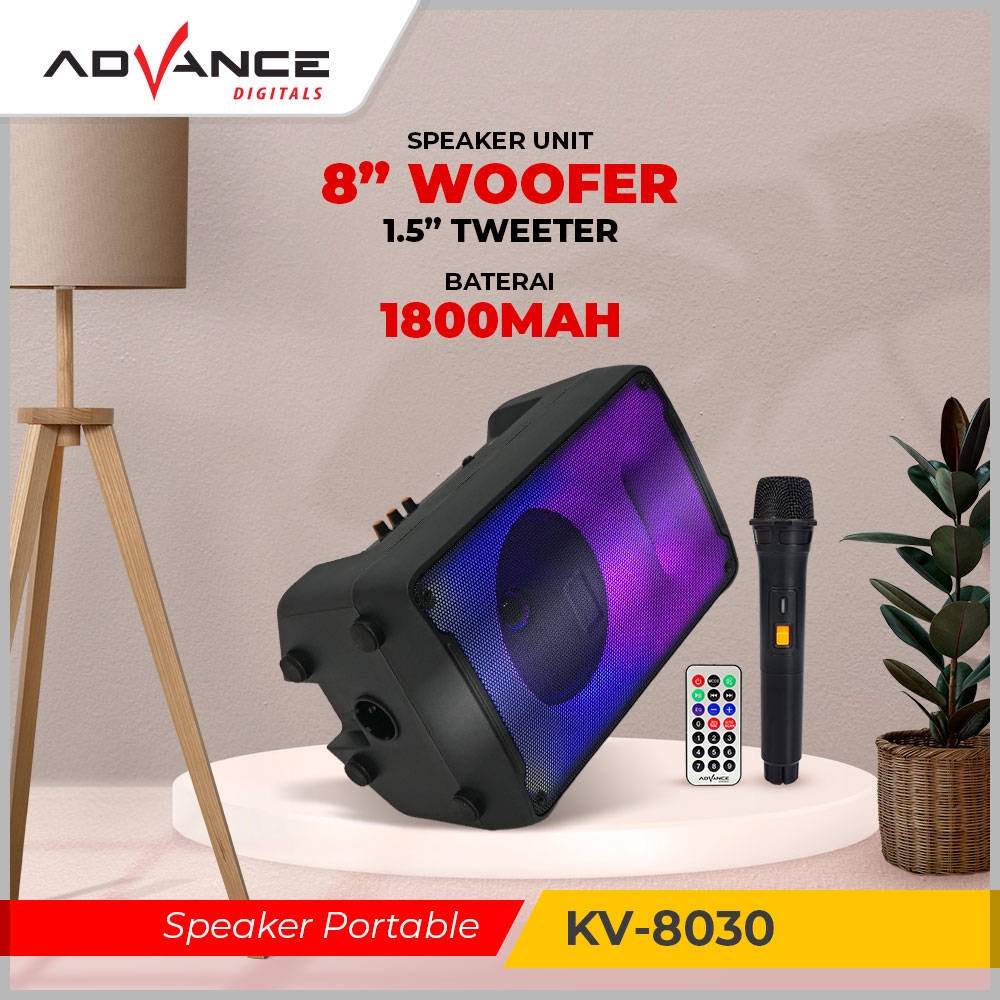 【READY STOCK】 Advance KV-8030 Speaker Meeting Portable RGB LED Speaker Bluetooth Microphone Duet I Garansi Resmi 1 Tahun