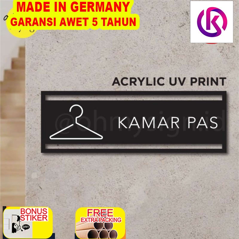 

Murah Sign Akrilik Kamar Pas Fitting Laser Cut UV Print Modern Label Sign