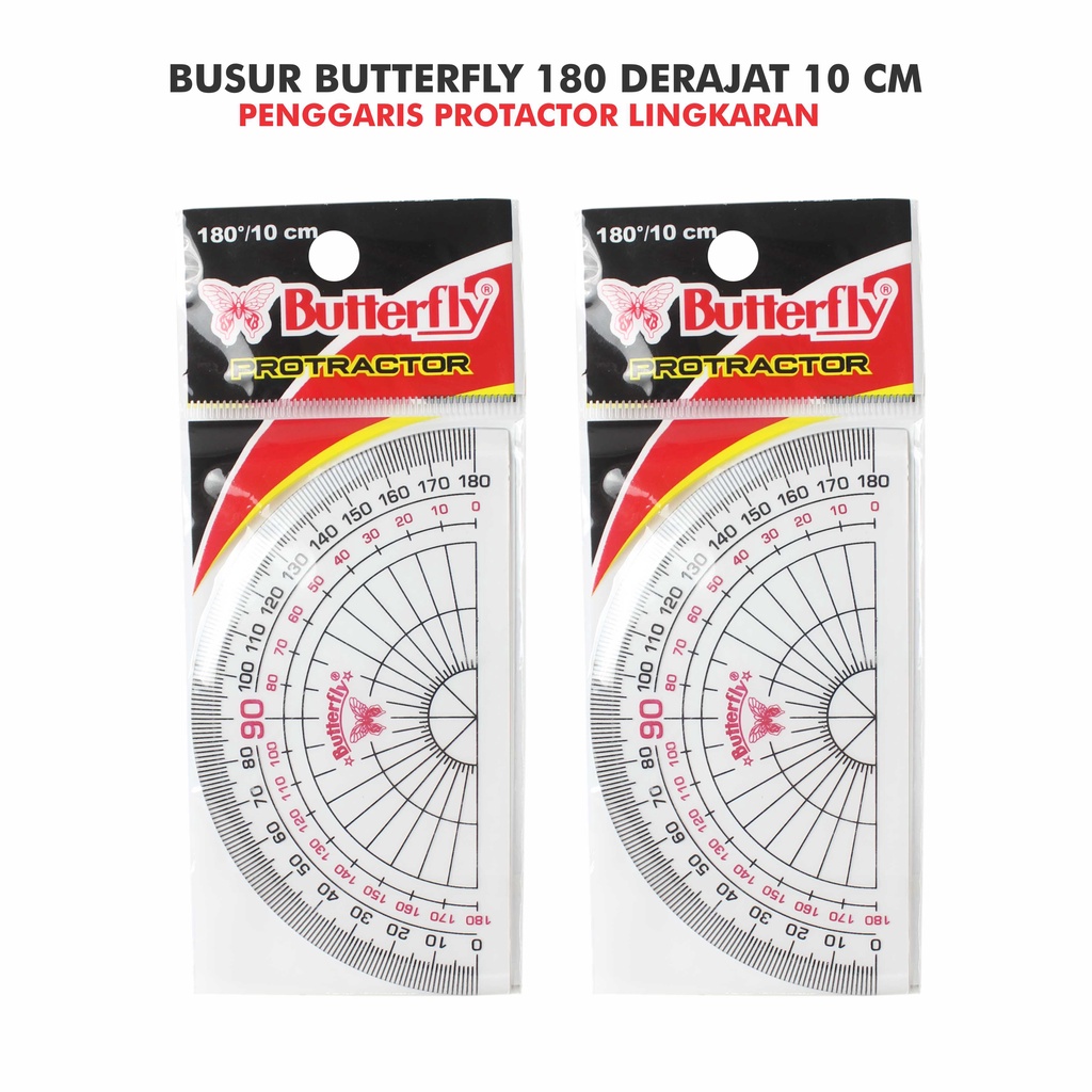 

Busur Derajat Penggaris 180 derajat 10Cm Butterfly Bening transparan