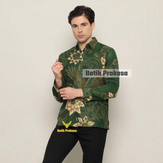 Kemeja Batik Prakasa Motif Prama Yoga Slimfit Lengan Panjang Batik Solo