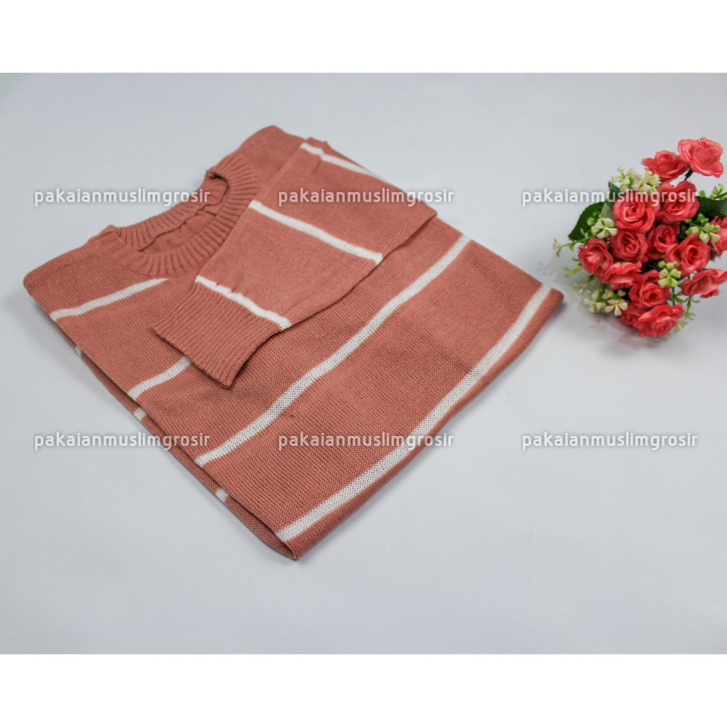 Atasan Rajut Sweater Rajut Knit Zia Adeline-Dusty - Putih