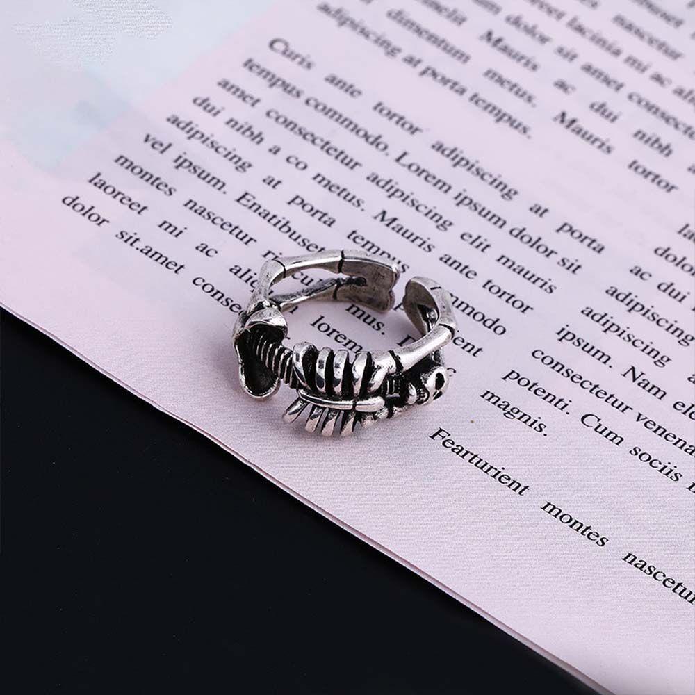 Agustina Cincin Terbuka Tengkorak Punk Retro Skeleton Klasik Tembaga Untuk Pria Wanita Knuckle Ring