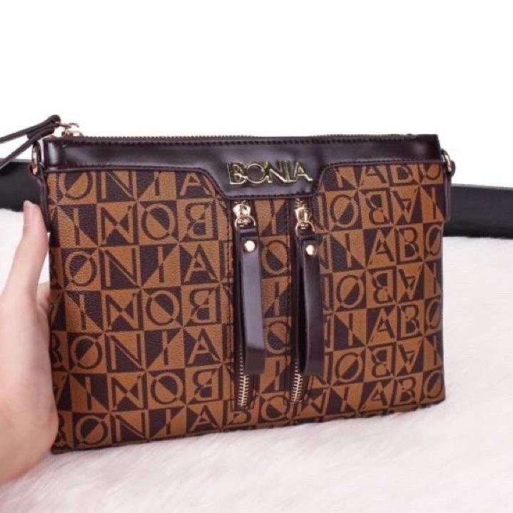 Clutch BONIA DOUBLE ZIPPER ( Kualitas Super ) Premium import tas batam selempang wanita