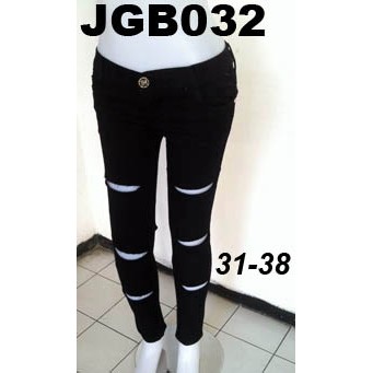 Jeans Hitam Black Model Ripped Sobek Ukuran Jumbo