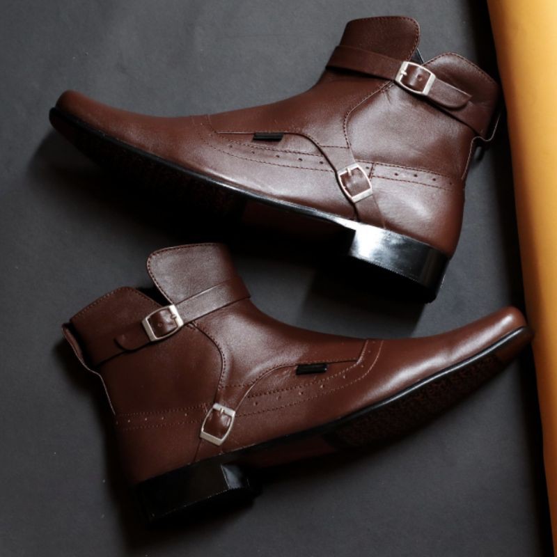 CEVANY PACUAN (KULIT ASLI) - Sepatu Kulit Boots Koboy Pantofel High Formal Pria Jungle Boots