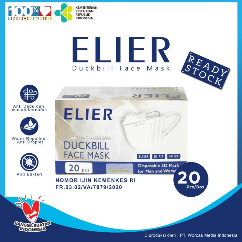 masker duckbill elier boson /masker boson/ masker ducbill putih /masker duckbill elier isi 20