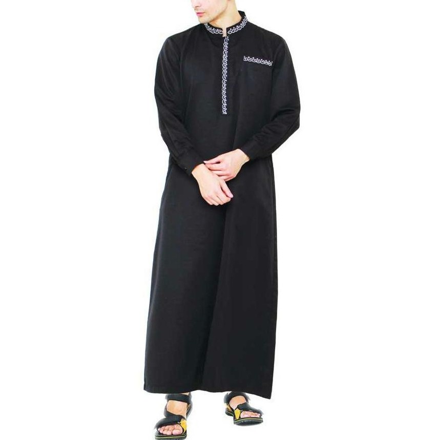 JUBAH HITAM PANJANG SYARI PRIA DEWASA MUSLIM PAKISTAN SAUDI BLACK POLOS PREMIUM XL GELAP