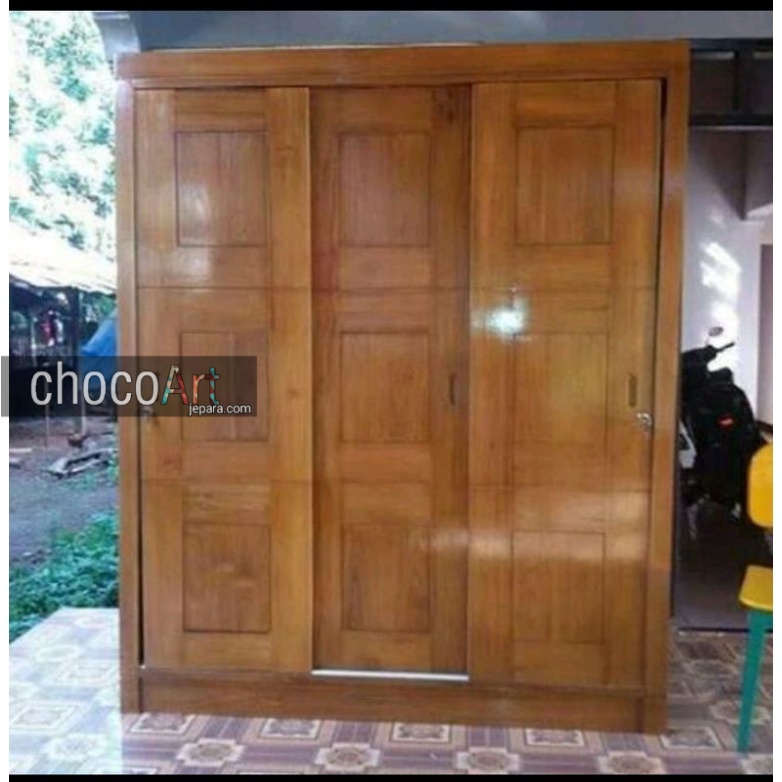 Lemari jati minimalis / lemari jati sliding minimalis by chocoart jepara / lemari jati jepara