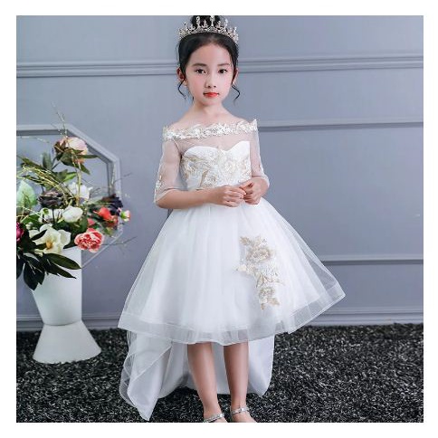 Gaun Anak 2022 Untuk Pengiring Pernikahan Tulle Lace Long Girls Dress Party Pageant Dress Kids Princ