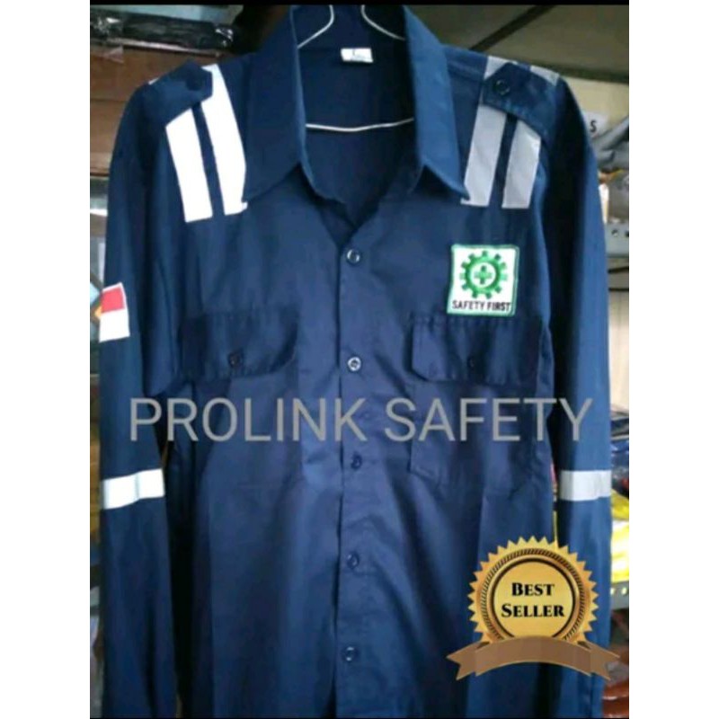 SERAGAM SAFETY BIRU DONGKER SCOTLIGHT PUNDAK KAIN DRILL KANCING