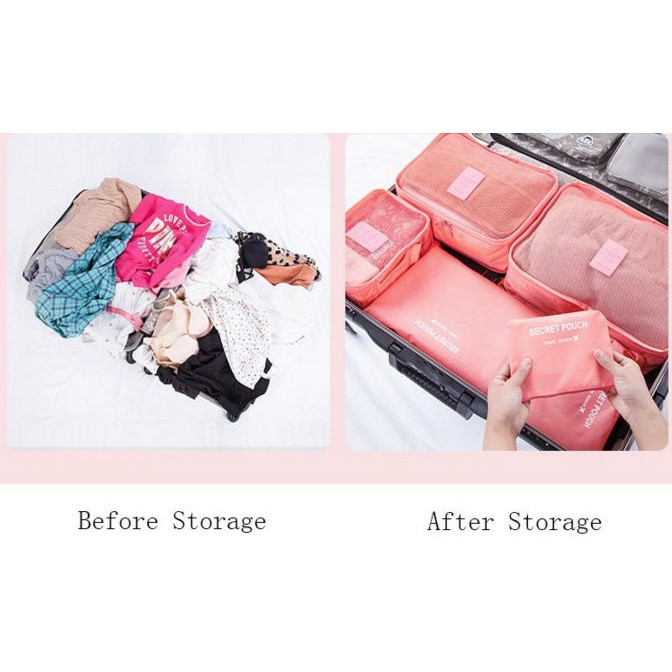 AGG-52 6 In 1 Traveling Bag In Bag Organizer / Travel bag (1 Set Isi 6 Pcs Organizer) Murah