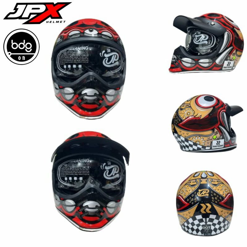 Helm Cakil JP SIGNATURE Motif RANS BARONG RED GLOSS by JPX Helmet