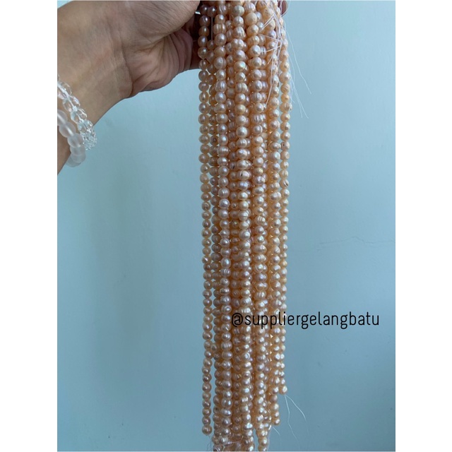 Bahan Mutiara Air Tawar Barok / Baroque PEACH 8 x 12mm Bulat pearl