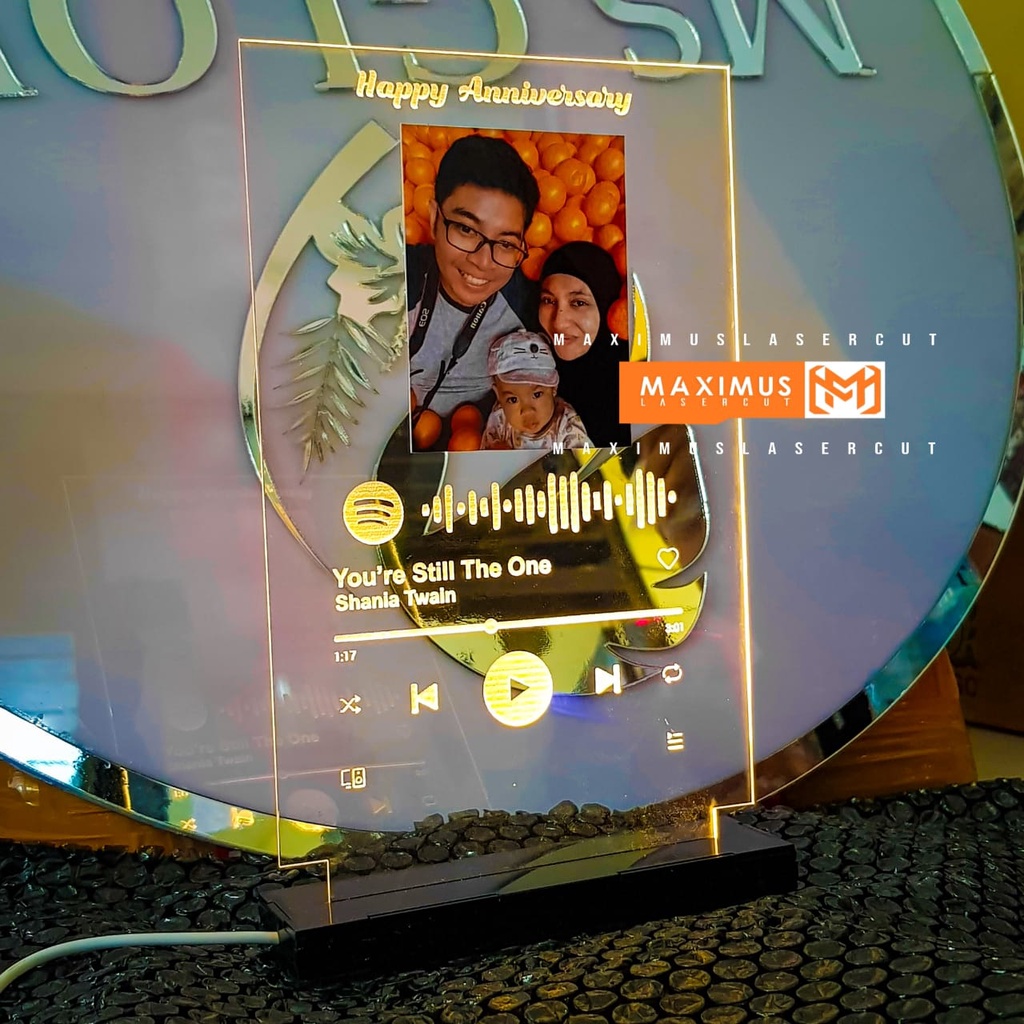 Custom Acrylic Spotify Art + Stand Lampu LED Premium / Spotify Akrilik