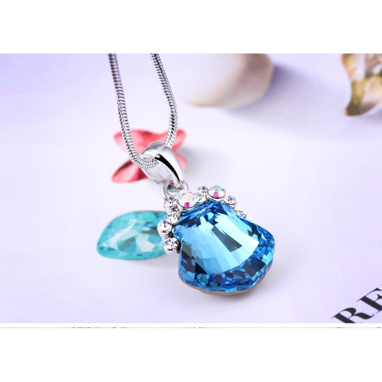 Ocean Treasure Kalung Kristal Swarovski Wanita Cewek Mewah Elegan Impor Kado Hadiah Ultah Seashell