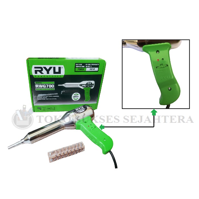 RYU RWG 700 Plastic Welding Gun / Hot Gun Mesin Las Plastik 700 Watt Alat Las Plastik Pipa Heat Gun