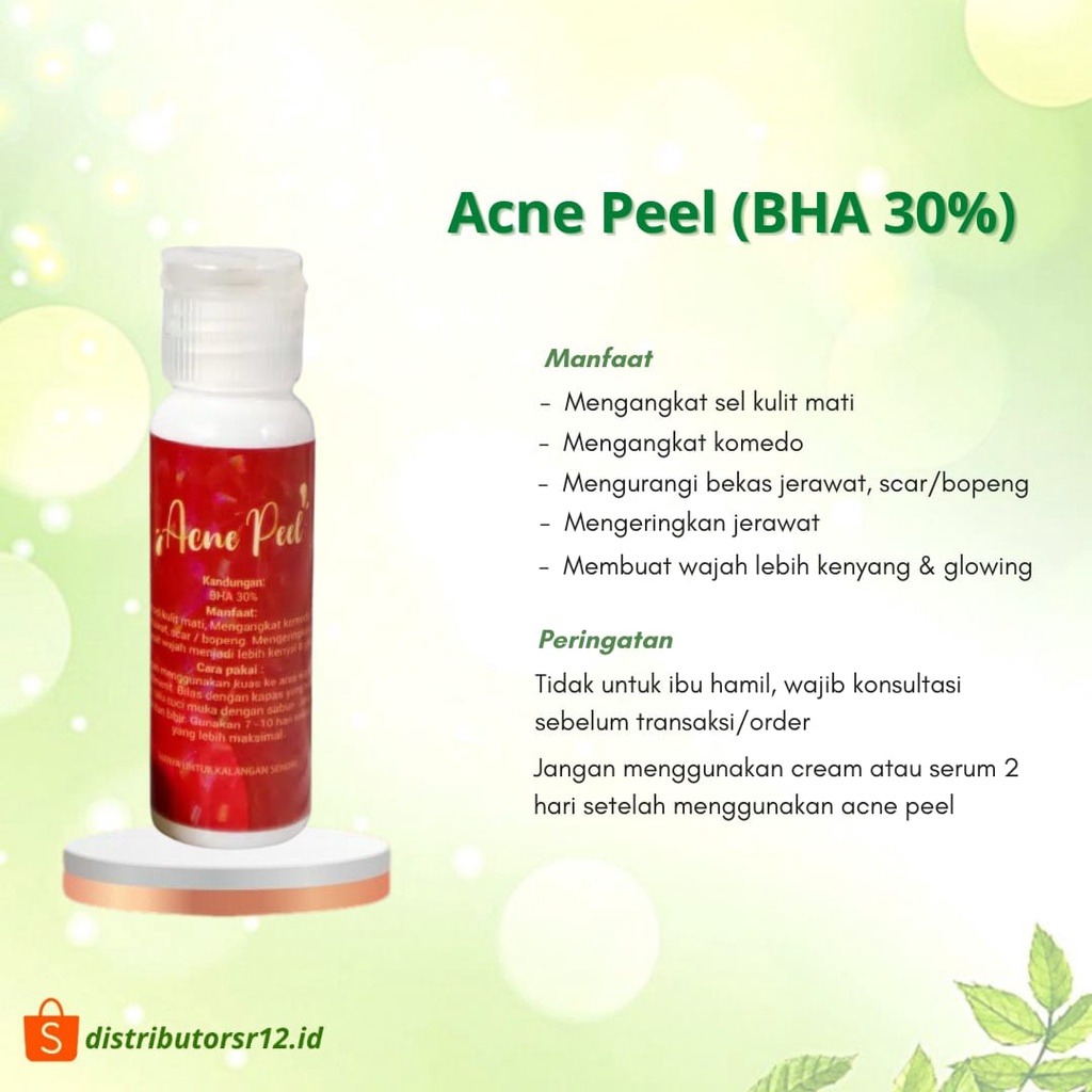 ACNE PEEL BHA30% / ATASI BOPENG / MENGANGKAT KOMEDO MENGURANGI BEKAS JERAWAT &amp; BRUNTUS