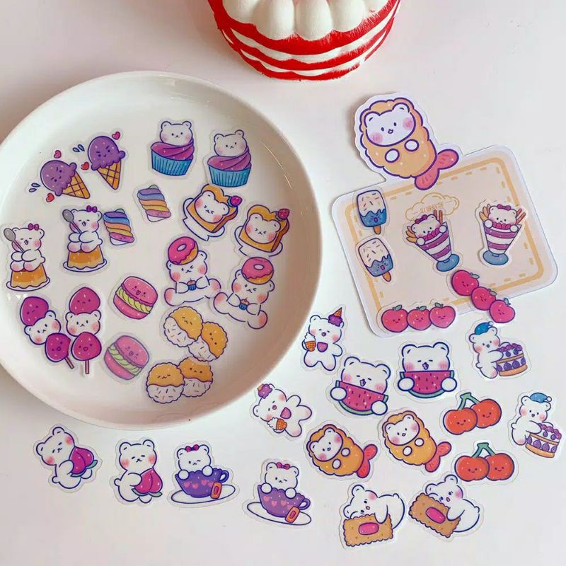 

Sticker Stiker Beruang Imut Lucu Kue Cherry