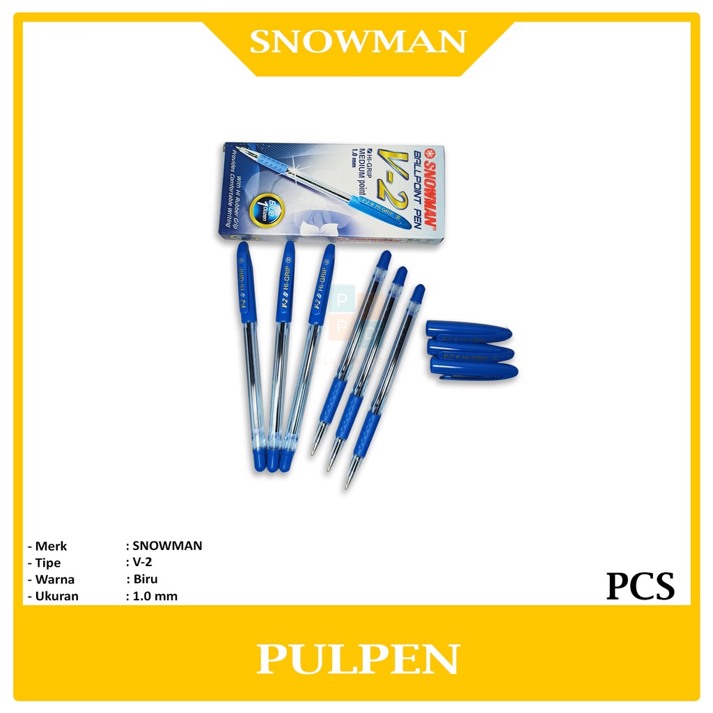 

SNOWMAN - Pulpen Ball Pen V-2 Biru - Pcs