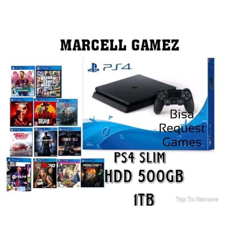 PS4 SLIM SONY HDD500GB/ 1TB +STIK WIRELLES+ FULL GAMES