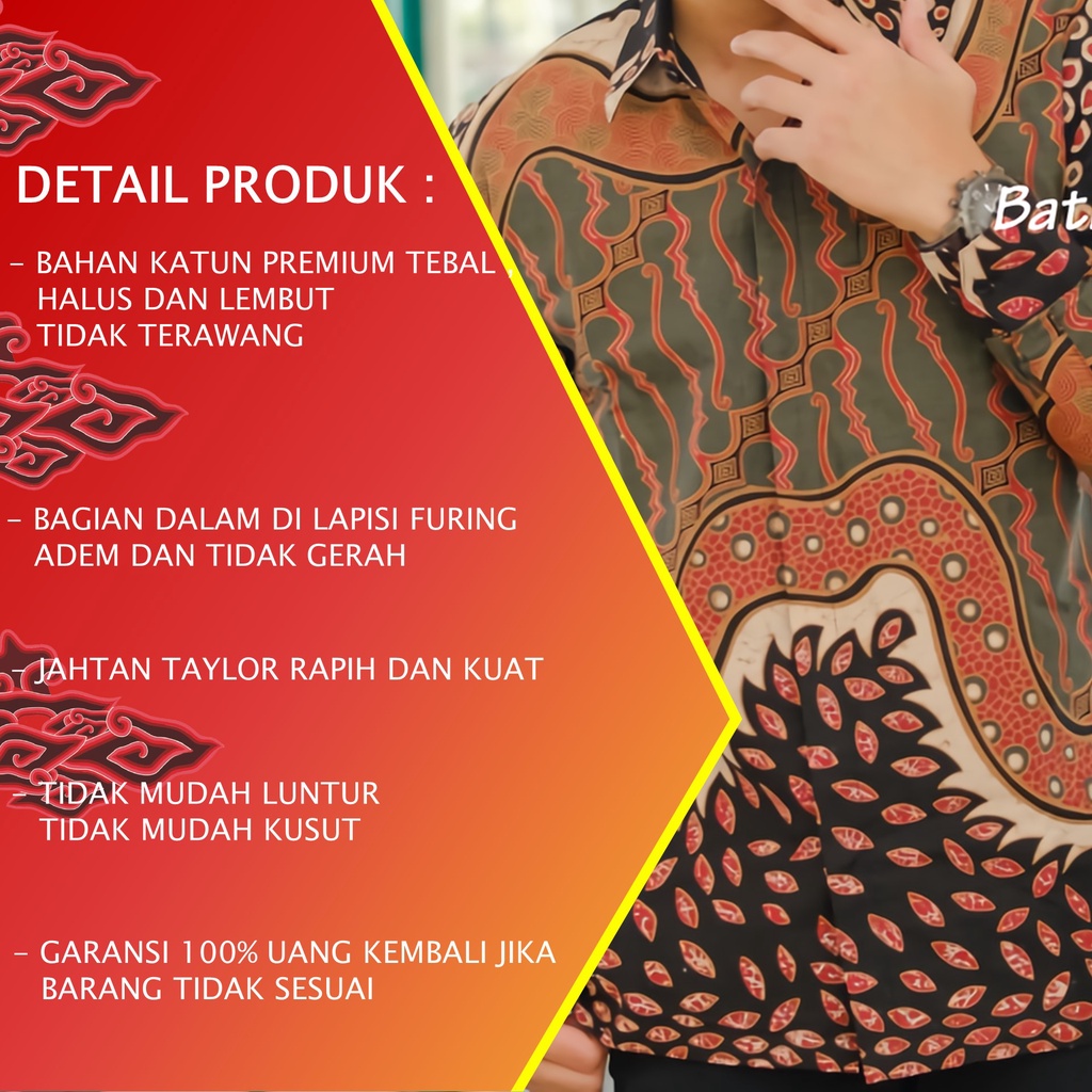 KEMEJA BATIK PRIA PREMIUM LENGAN PANJANG REGULAR BATIK ALUNA PCW 030