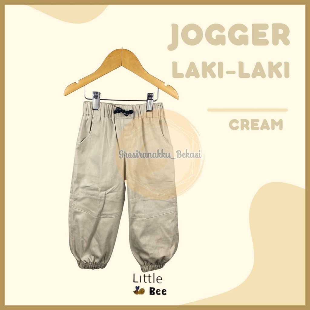 Celana Anak Jogger Laki-Laki Littlebee Warna Krem size 1-5tahun