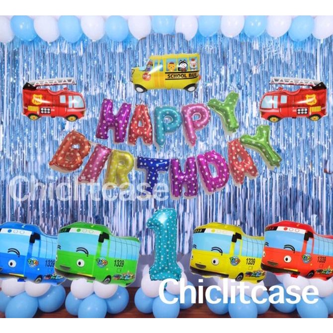 Paket Balon Tayo Bus Foil Mobil Karakter Ulang Tahun Birthday Anak