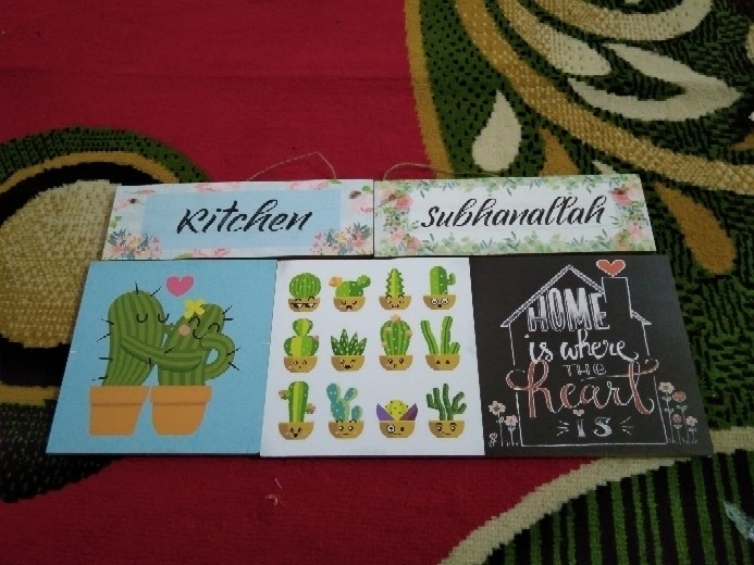 Hiasan Dinding Poster Kayu Rumah Kamar Cafe Bahan Mdf Ukuran 20x20cm Kaktus Quotes Ruang Tamu Our